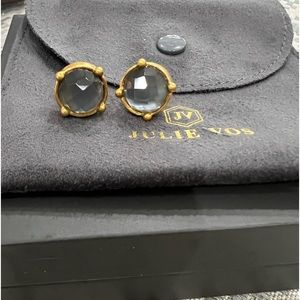 Julie Vos Honey Stud—Iridescent Charcoal Blue earrings.